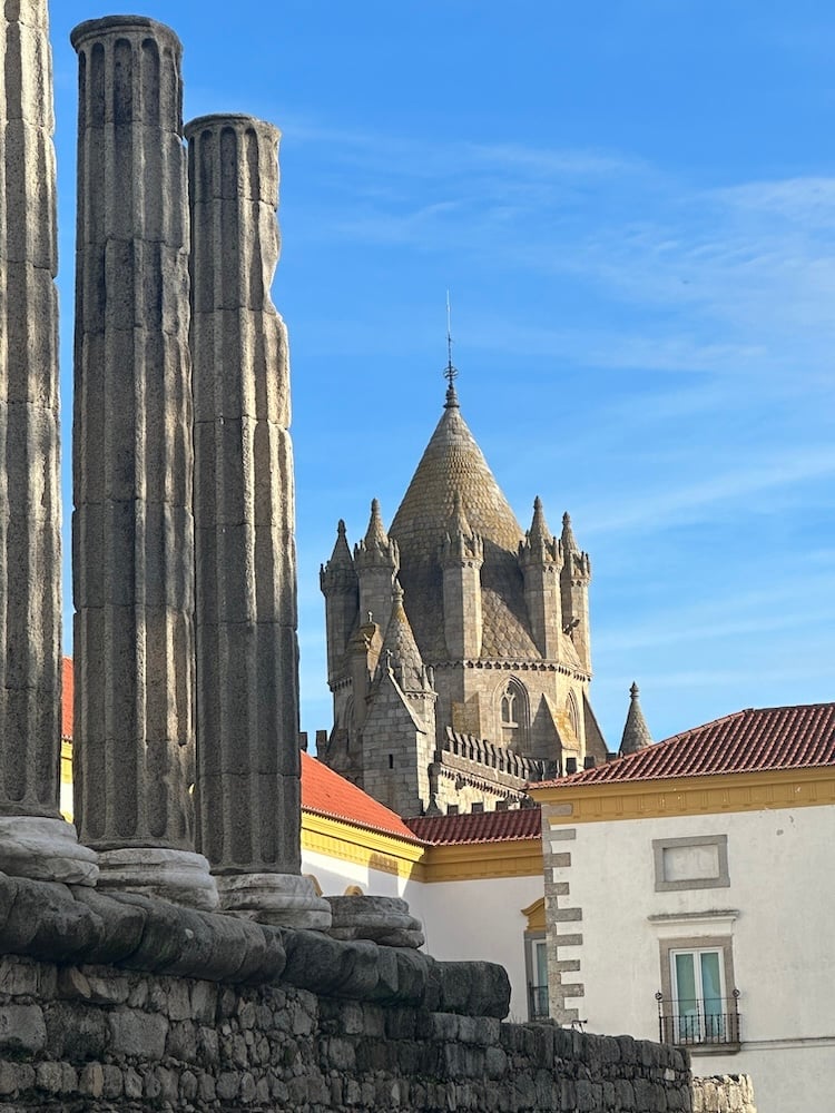 Temple with Cathedral in Background