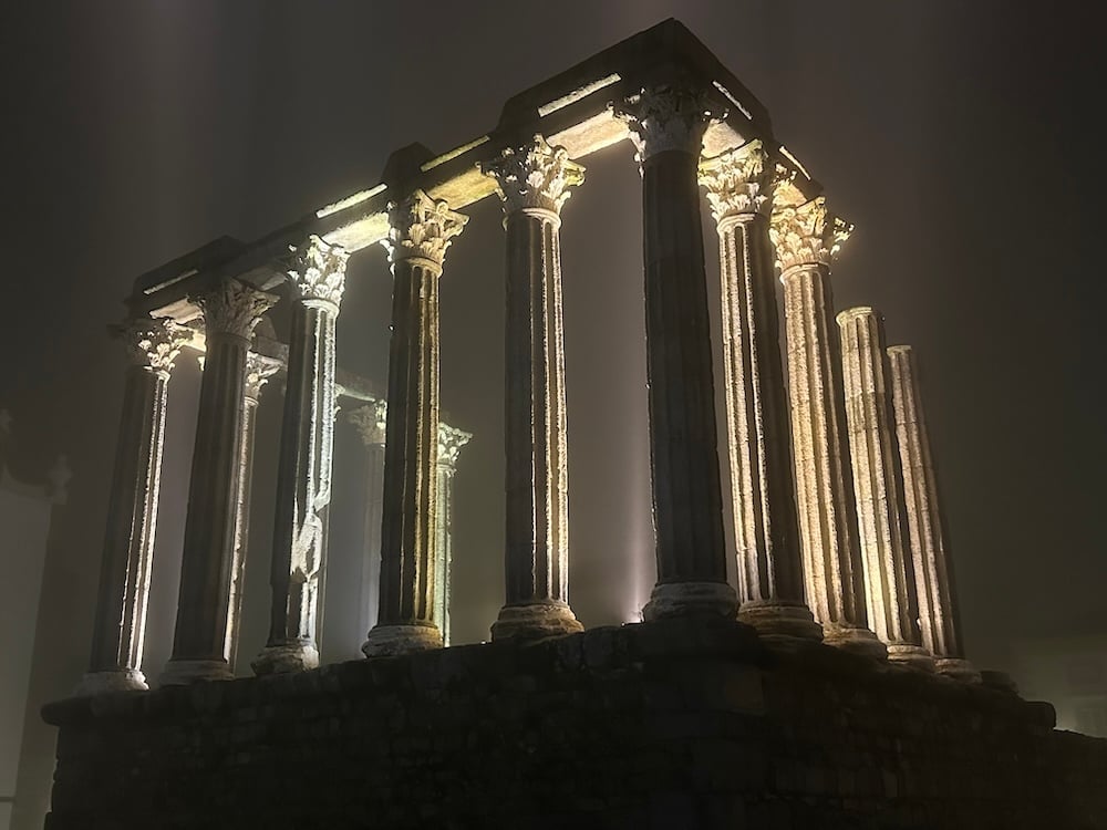 Roman Temple on a Foggy Night