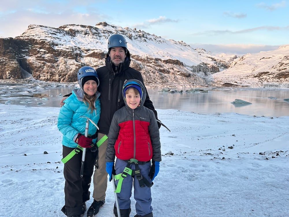 Challi and Seb at Sólheimajökull