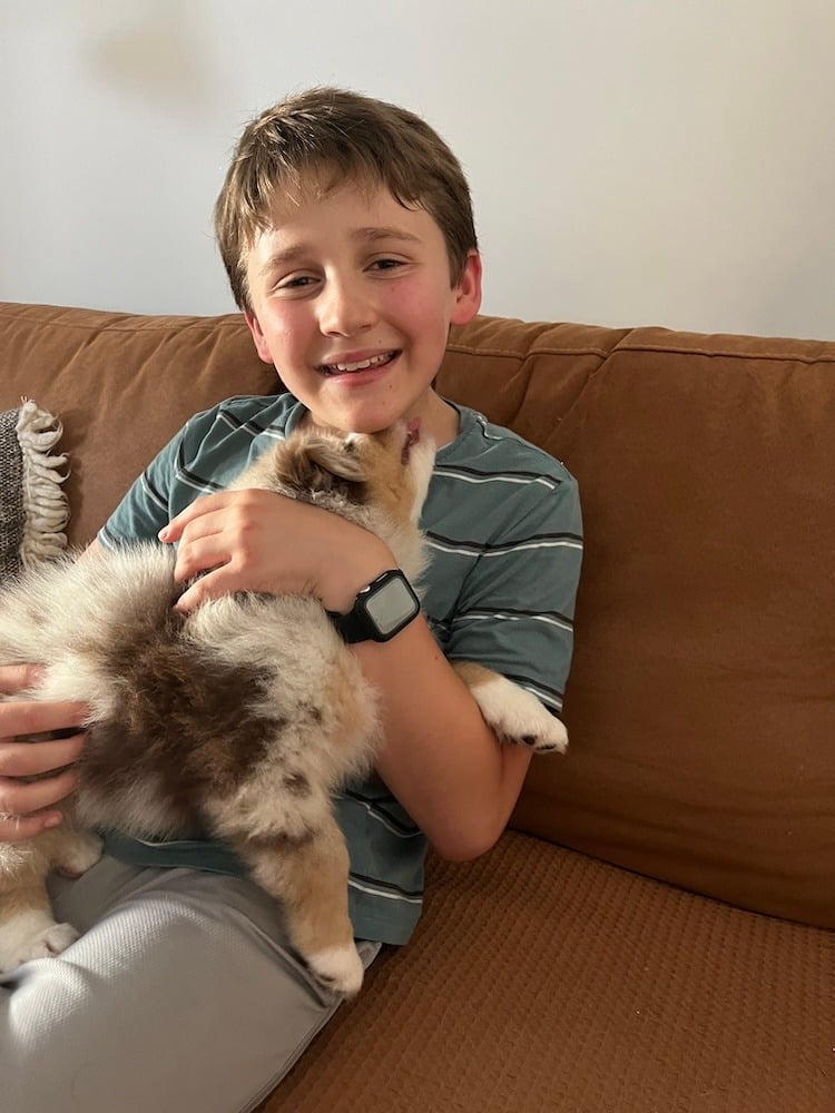 Seb and One of Spot's Aussie Puppies