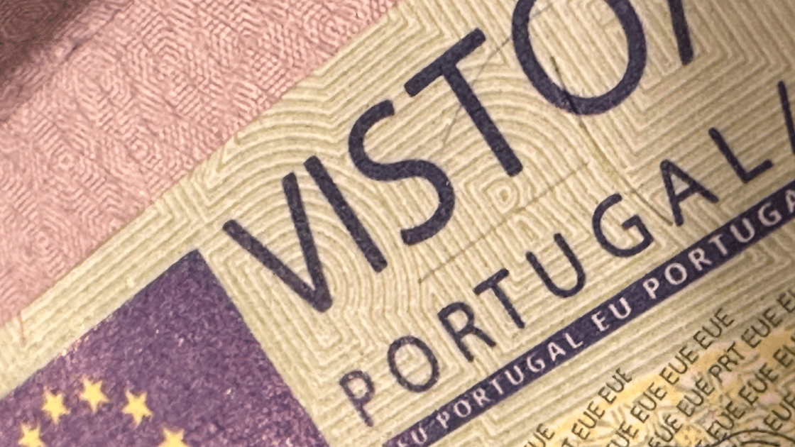 close up of portuguese visa