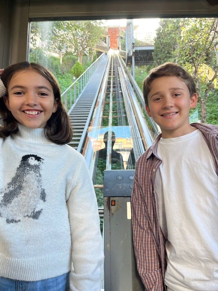 Seb and Agatha on the Funicular