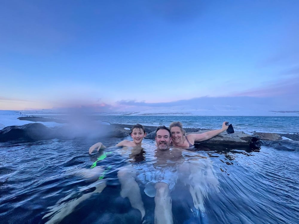 At the Hvammsvik Hot Springs